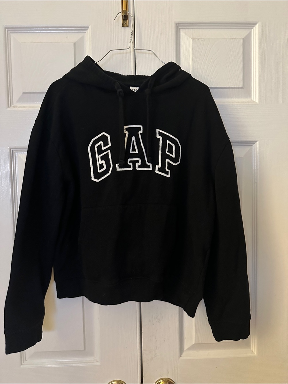 GAP Black Hoodie with White Appliqué Logo
